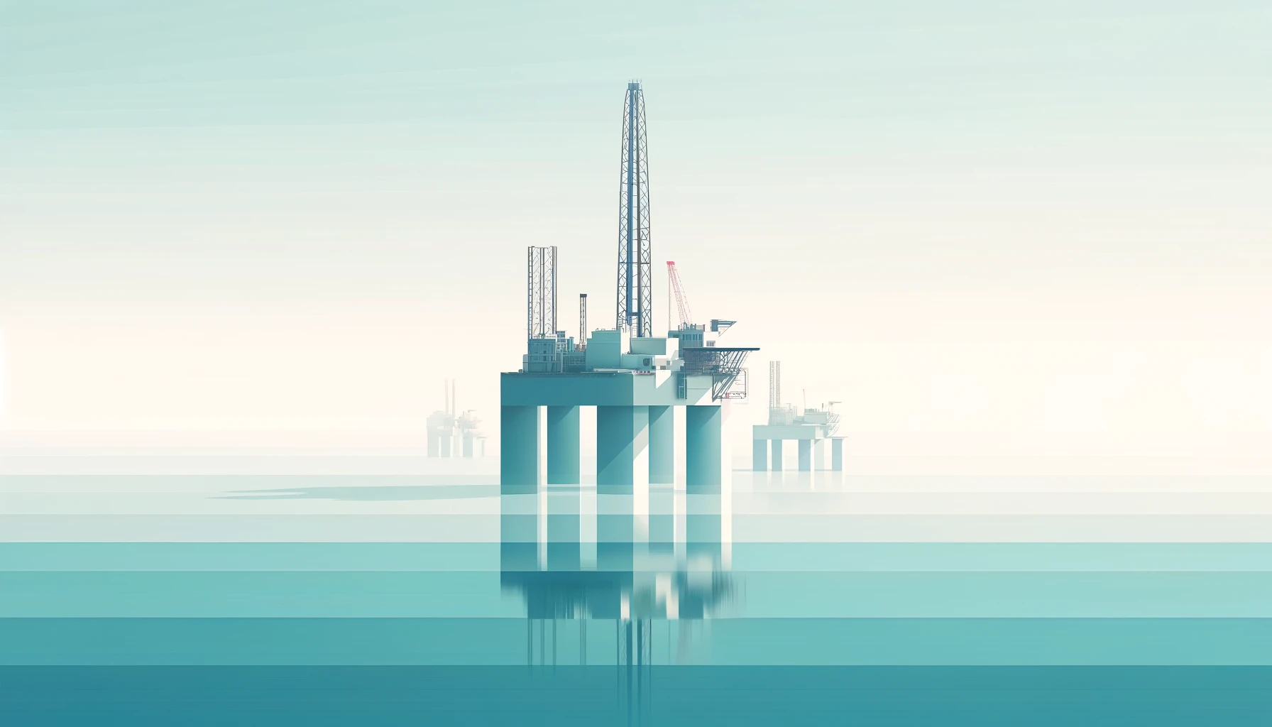 minimalistic image featuring an offshore oil and gas rig